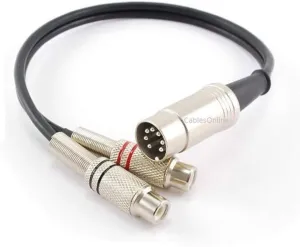CablesOnline 1ft 7-Pin Din Male to 2-RCA Female Audio Cable for Bang & Olufsen, Naim, Quad...Stereo Systems (BO-402K)