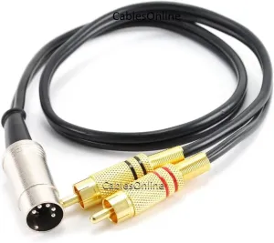CablesOnline 2ft 5-Pin Din Male to 2-RCA Male Professional Grade Audio Cable for Bang & Olufsen, Naim, Quad...Stereo Systems (BO-202K)