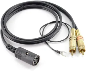 CablesOnline 3ft 7-Pin Din Female to 2-RCA Male Professional Premium Audio Cable, Black w/Ground Cable Pin for Bang & Olufsen, Naim, Quad...Stereo Systems (BO-T103K)