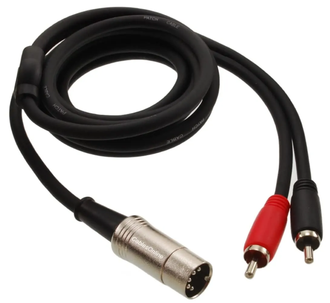 CablesOnline 6ft 5-Pin Din Male to 2-RCA Male Professional Audio Cable for Bang & Olufsen, Naim, Quad...Stereo Systems, Blue (BO-206P)