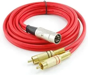 CablesOnline 6ft 5-Pin Din Male to 2-RCA Male Professional Audio Cable for Bang & Olufsen, Naim, Quad...Stereo Systems, Red (BO-206R)