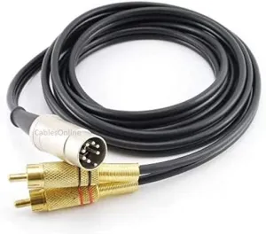 CablesOnline 6ft 7-Pin Din Male to 2-RCA Male Professional Premium Audio Cable, Black for Bang & Olufsen, Naim, Quad...Stereo Systems (BO-2706K)