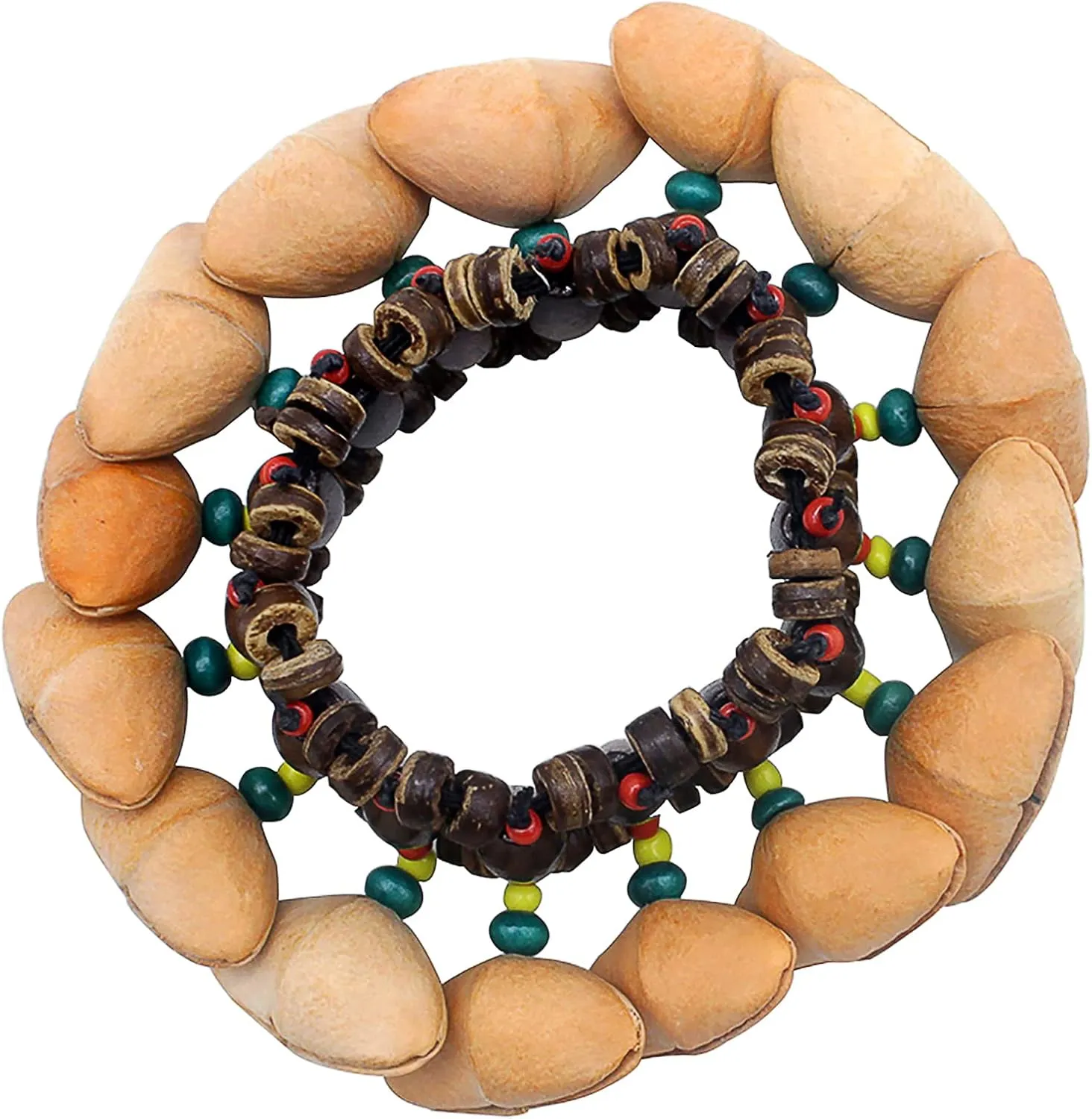 Cacho Seed Rattle Bracelet Anklet, 2 PCS African Shaker Nut Shell Bracelet Natural Percussion Accessories Musical Instrument