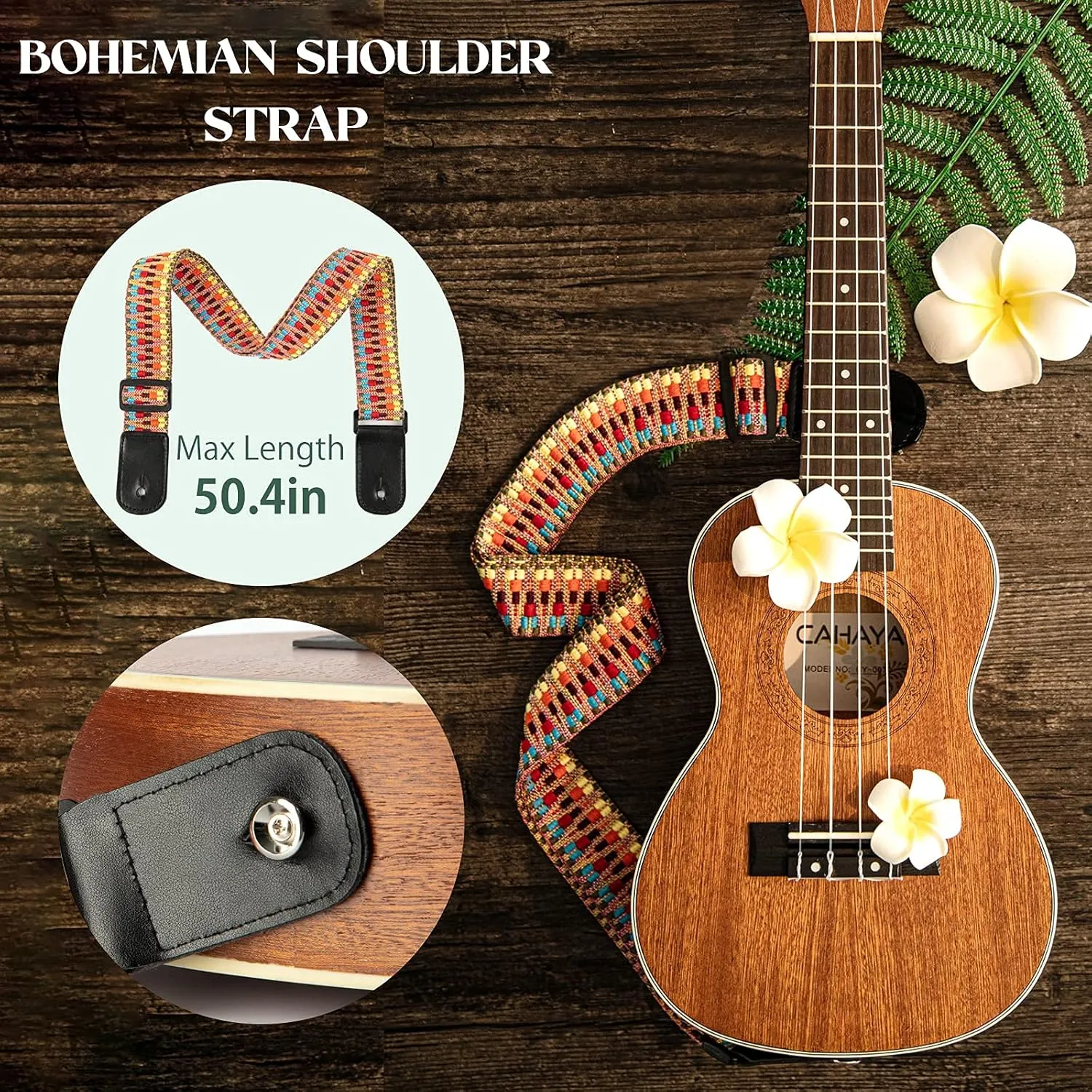 CAHAYA Concert Ukulele Kit Beginner Starter 23 Inch with Gig Bag, Rainbow Strap, Fretboard Stickers, for Adults Sapele, Model CY0070
