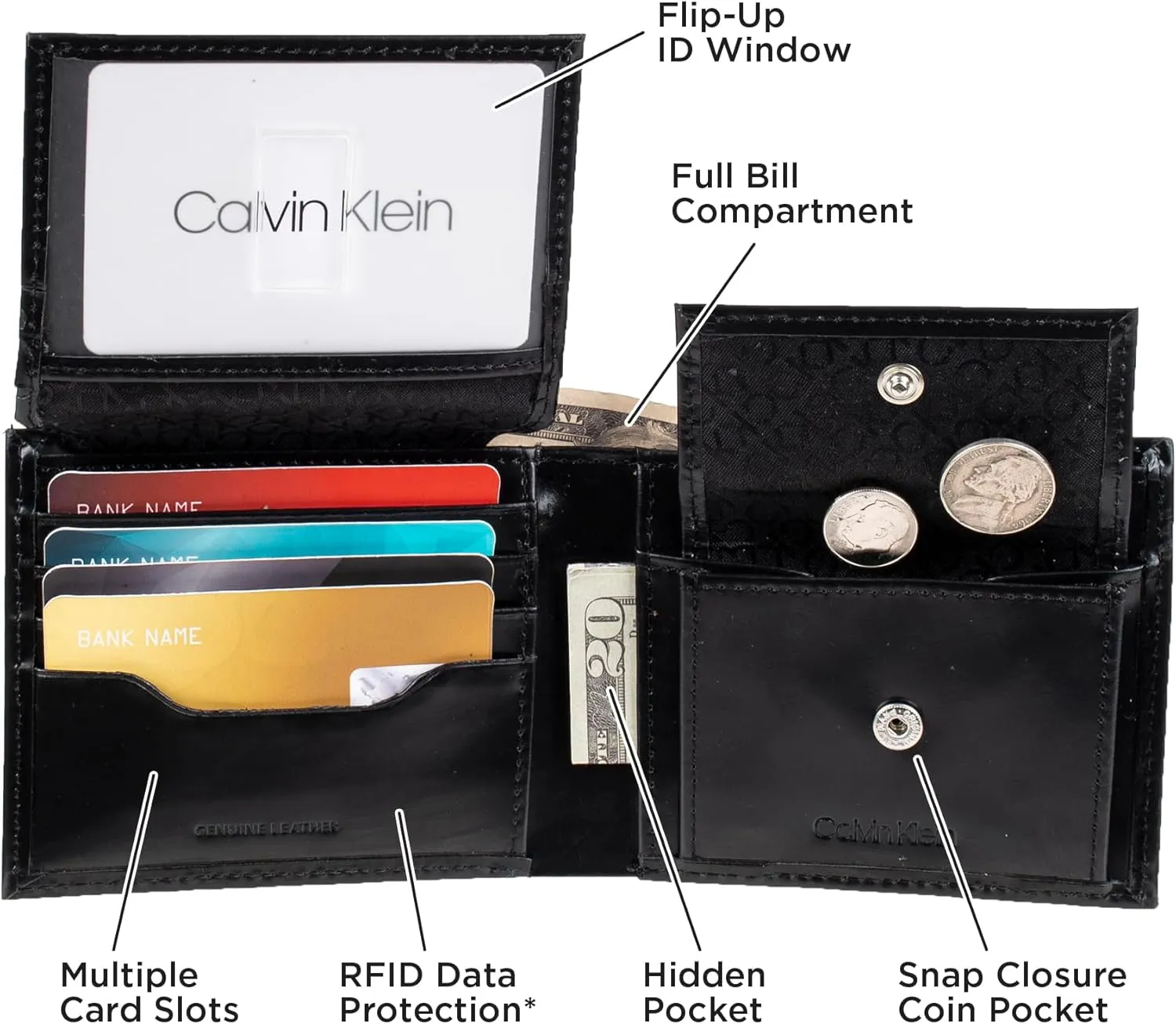 Calvin Klein Men's Wallet Sets-Minimalist Card Cases, Bifold Wallets