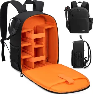 Camera Backpack for DSLR/SLR/Mirrorless Bag Professional Waterproof Camera Case 11"X5.9"X15" for Photographers Grey Black Orange