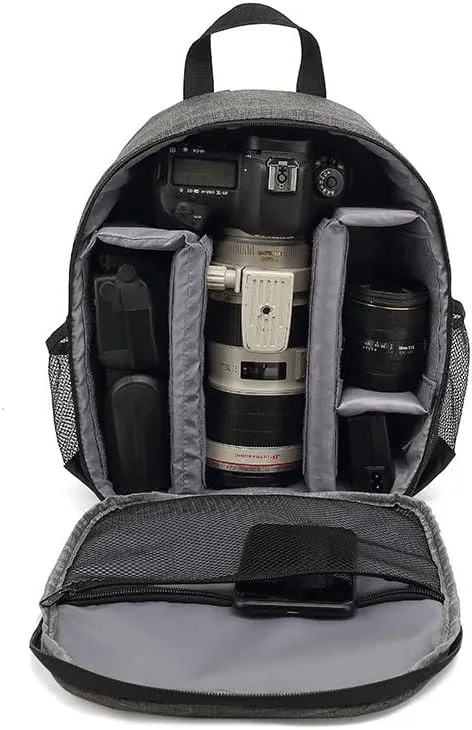 Camera Backpack Waterproof Camera Bag Large Capacity Camera Case For Unisex Outdoor Photography Hiking Travel Grey
