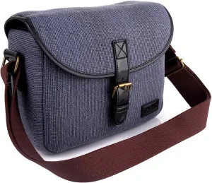 Camera Bag, SLR/DSLR Camera Bag Portable, Premium Flax Material, Waterproof, Outside Slots, Delicate Buckle, Slim but Shoulder Strap (blue)