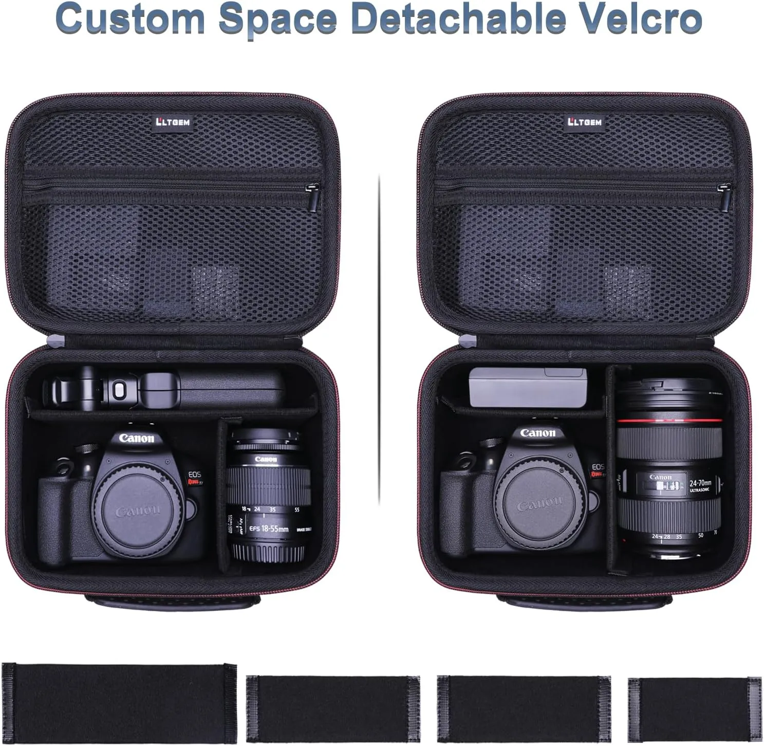 Camera Case Compatible with Canon EOS Rebel T7 / R100 / R50 / R5 / R6 Mark II / R7 / R8 / 90D / 5D Mark IV, Sony, Nikon DSLR Camera, Lens, Tripod, with 4 Pieces of Dividers and Shoulder Strap, Black