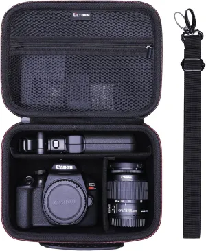 Camera Case Compatible with Canon EOS Rebel T7 / R100 / R50 / R5 / R6 Mark II / R7 / R8 / 90D / 5D Mark IV, Sony, Nikon DSLR Camera, Lens, Tripod, with 4 Pieces of Dividers and Shoulder Strap, Black