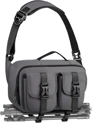 Camera Sling Bag,SLR/DSLR Camera Case with Tripod Holder,Waterproof Camera Shoulder Crossbody Bag for Photographers (Grey)
