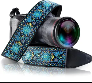Camera Strap For Photographers Padded Universal Fit Neck Shoulder & Crossbody Strap Quick Release For DSLR/SLR/Mirrorless Canon Nikon Sony Olympus Compatible Photographer Gift for Men & Women - Blue