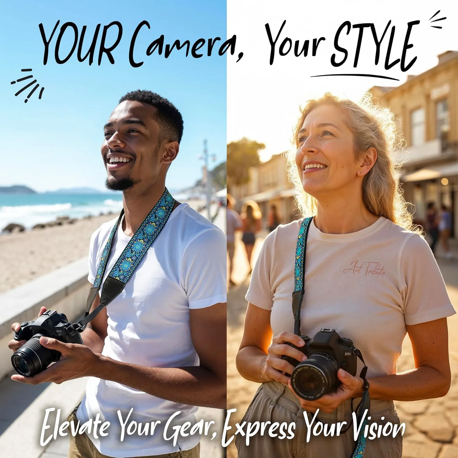 Camera Strap For Photographers Padded Universal Fit Neck Shoulder & Crossbody Strap Quick Release For DSLR/SLR/Mirrorless Canon Nikon Sony Olympus Compatible Photographer Gift for Men & Women - Blue
