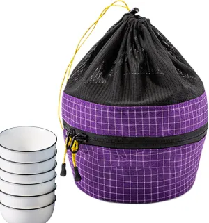 Camping Cookware Bag, Camp Kitchen Organizer, Waterproof Cookware Carrying, Picnic Flatware Organiser for Plates Dishes Pots Bowls, Modernized Gear Management, 7.68x5.71x4.33 in