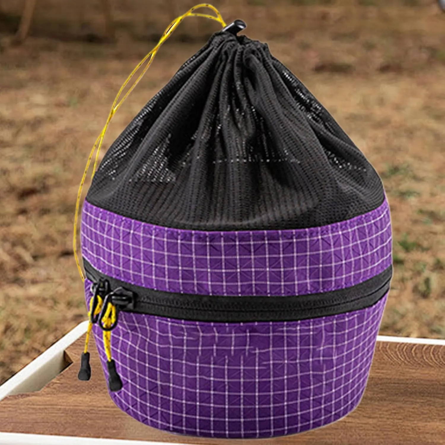 Camping Cookware Bag, Camp Kitchen Organizer, Waterproof Cookware Carrying, Picnic Flatware Organiser for Plates Dishes Pots Bowls, Modernized Gear Management, 7.68x5.71x4.33 in