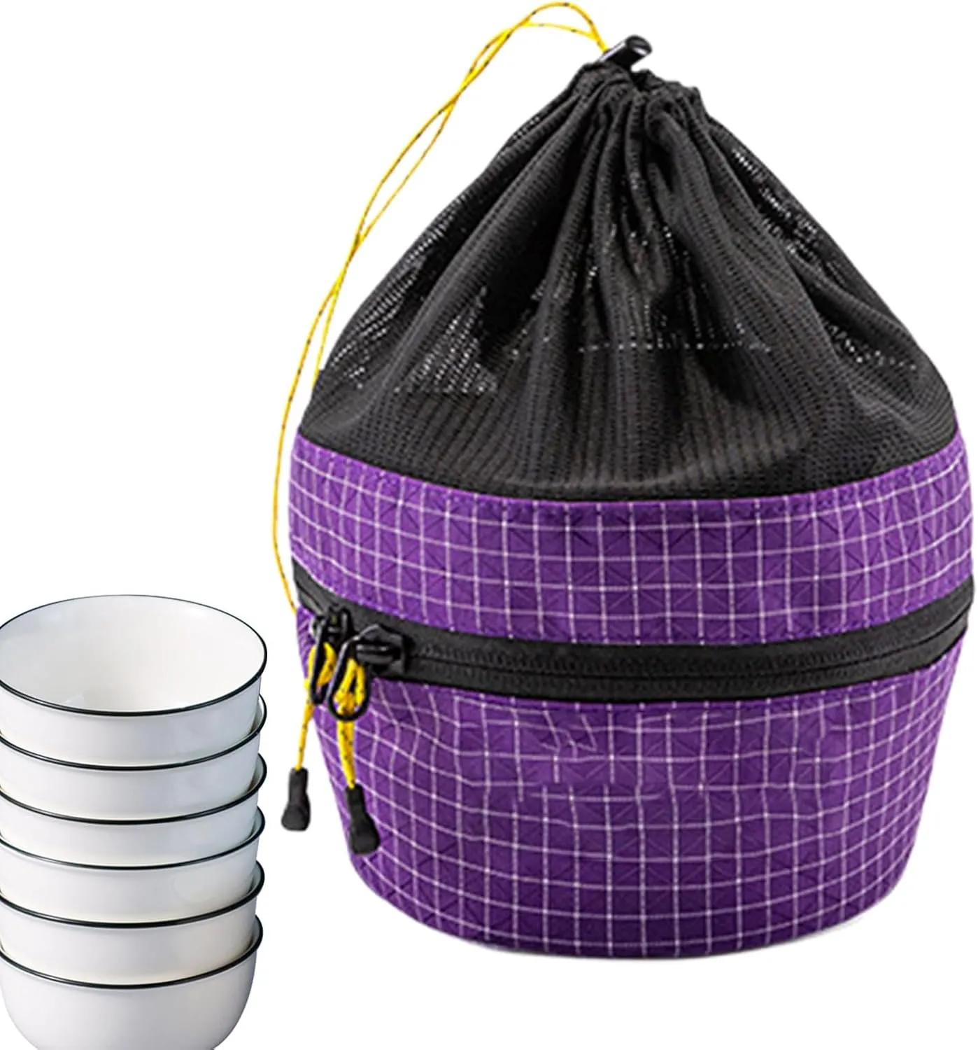 Camping Cookware Bag, Camp Kitchen Organizer, Waterproof Cookware Carrying, Picnic Flatware Organiser for Plates Dishes Pots Bowls, Modernized Gear Management, 7.68x5.71x4.33 in