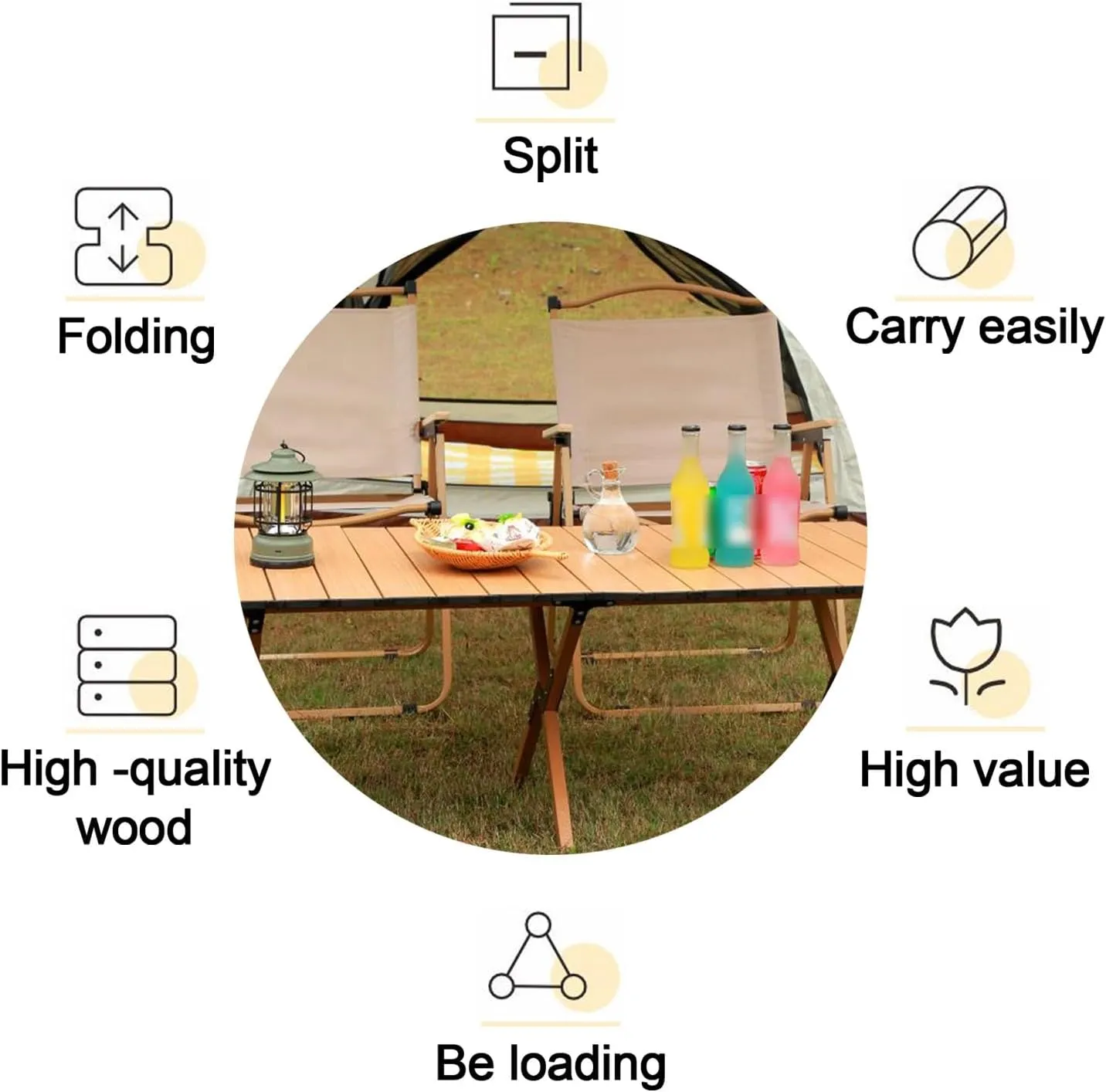 Camping Table Foldable, Portable Folding Table, Stall Camping Outdoor Supplies, With 3 Colours And 4 Sizes, Suitable For Dining, Camping, Picnic, Outdoor, Beach, Hiking, Fishing, Parks(Black,35.4*23.6