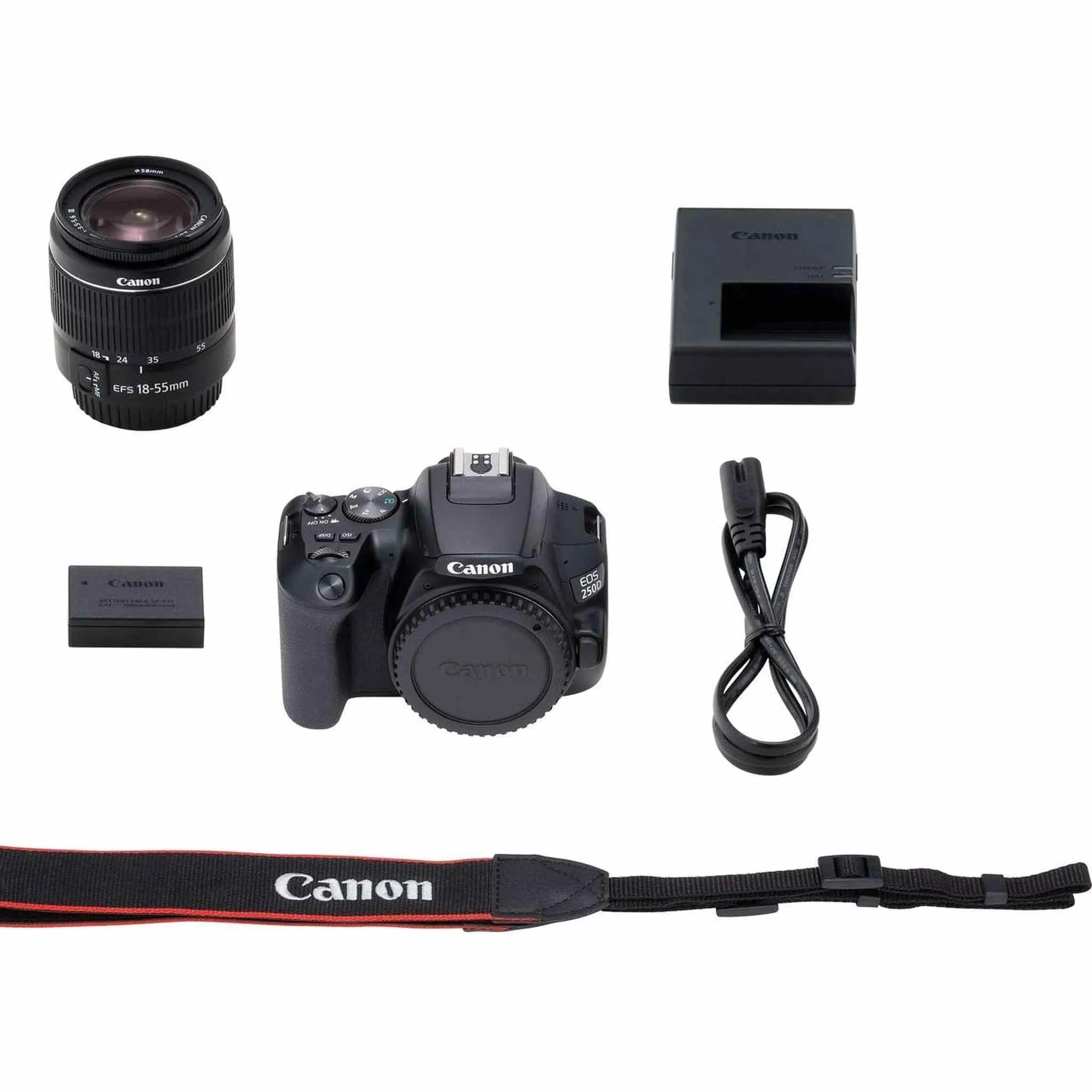 Canon EOS 250D / Rebel SL3 DSLR Camera with 18-55mm Lens (Black)   Creative Filter Set, EOS Camera Bag   Sandisk Ultra 64GB Card