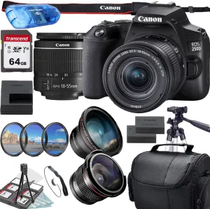 Canon EOS 250D / Rebel SL3 DSLR Camera with EF-S 18-55mm f/4-5.6 is STM Lens   Accessory Bundle (Renewed)