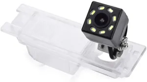 Car Rear View Camera with 4 Pin to RCA Cable Bracket License Plate Lights Housing Mount for Buick Regal/Buick Excelle XT/Chevrolet Vectra/Chevrolet Malibu/Vauxhall (8 LED Angle)