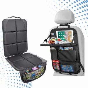 Car Seat Protector with Tablet Holder, Organizer and Back Seat Cover, Black