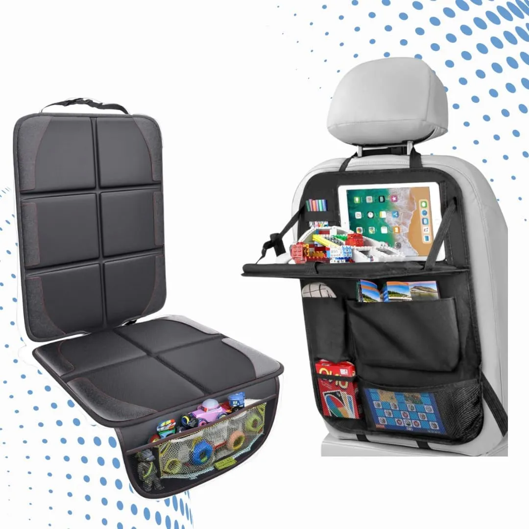 Car Seat Protector with Tablet Holder, Organizer and Back Seat Cover, Black