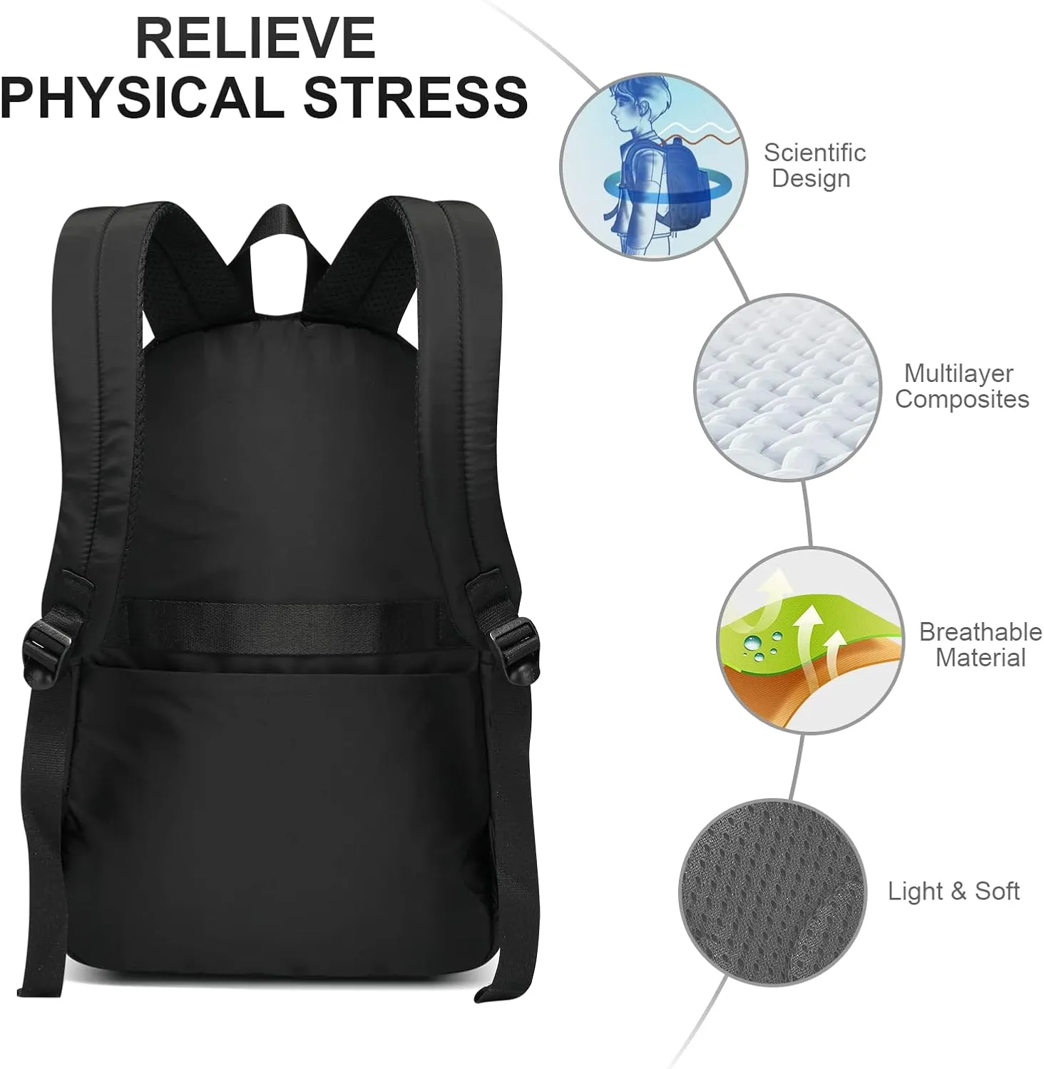 Caran·Y 30L Kids School Backpack for Girls Boys 6-18-Lightweight Water-Resistant Design,Multiple Pockets,Adjustable Straps Durable Bookbag for Elementary to High School Students (Black)