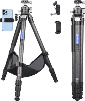 Carbon Fiber Tripod with 46mm Low Profile Ball Head and Stone Bag ARTCISE Heavy Duty Travel Camera Stand for Canon Sony Nikon DSLR Camcorder,Max Load 45lbs(Extra Gift:Stone Bag, Magic arm,Phone Clip)