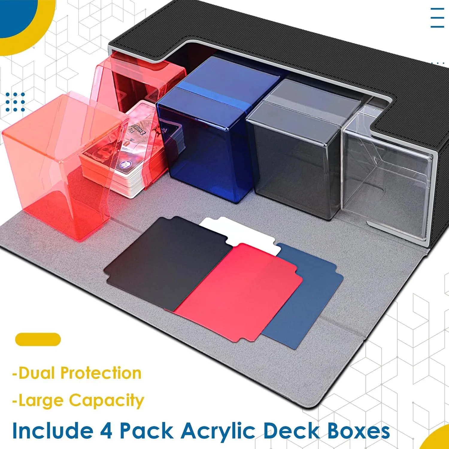 Card Deck Case for Trading Cards, Leather Magnetic Closure Commander Card Storage Box Holding 600  Sleeved Cards Fit for YuGiOh, MTG and Sport Cards (1000 Card Deck Case)