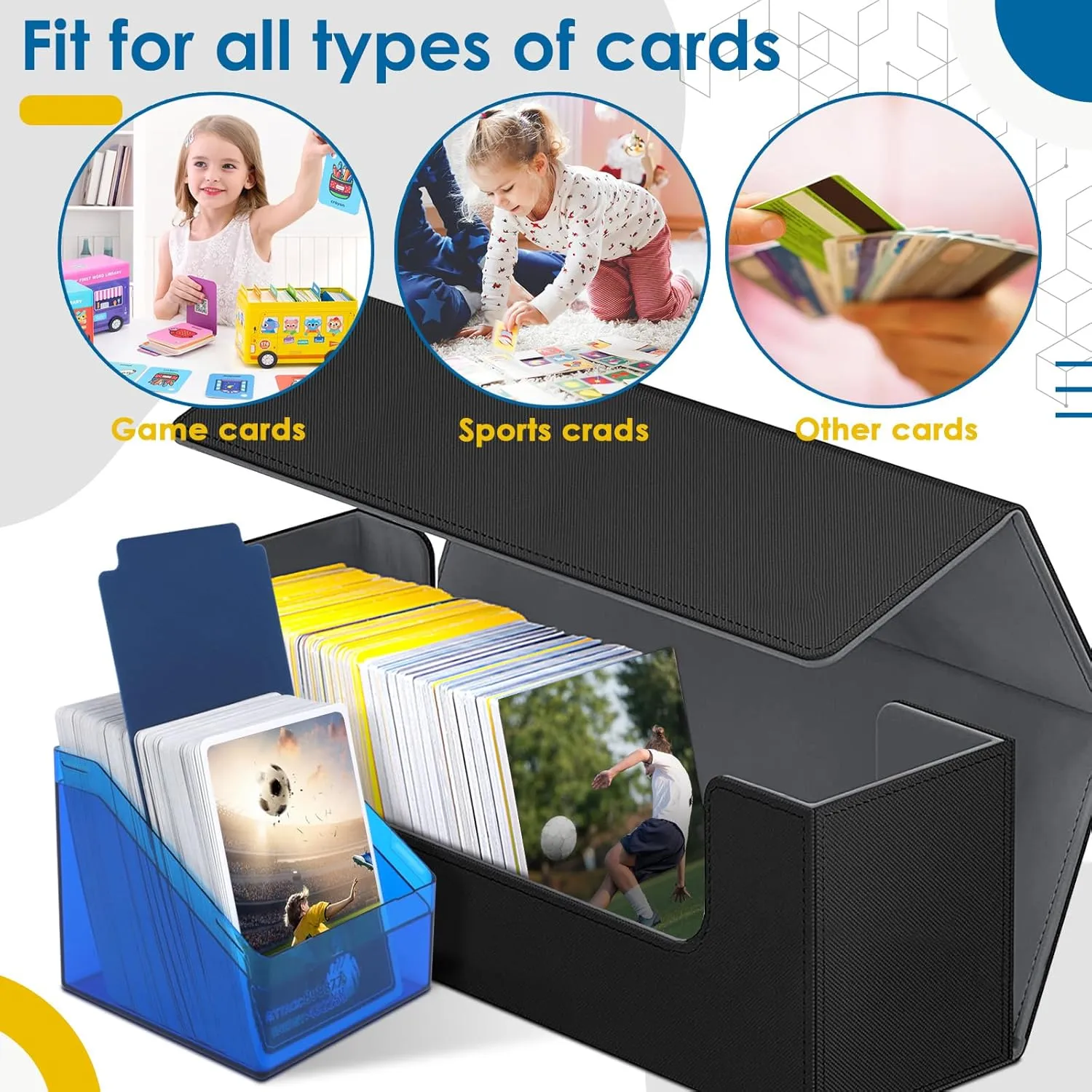 Card Deck Case for Trading Cards, Leather Magnetic Closure Commander Card Storage Box Holding 600  Sleeved Cards Fit for YuGiOh, MTG and Sport Cards (1000 Card Deck Case)