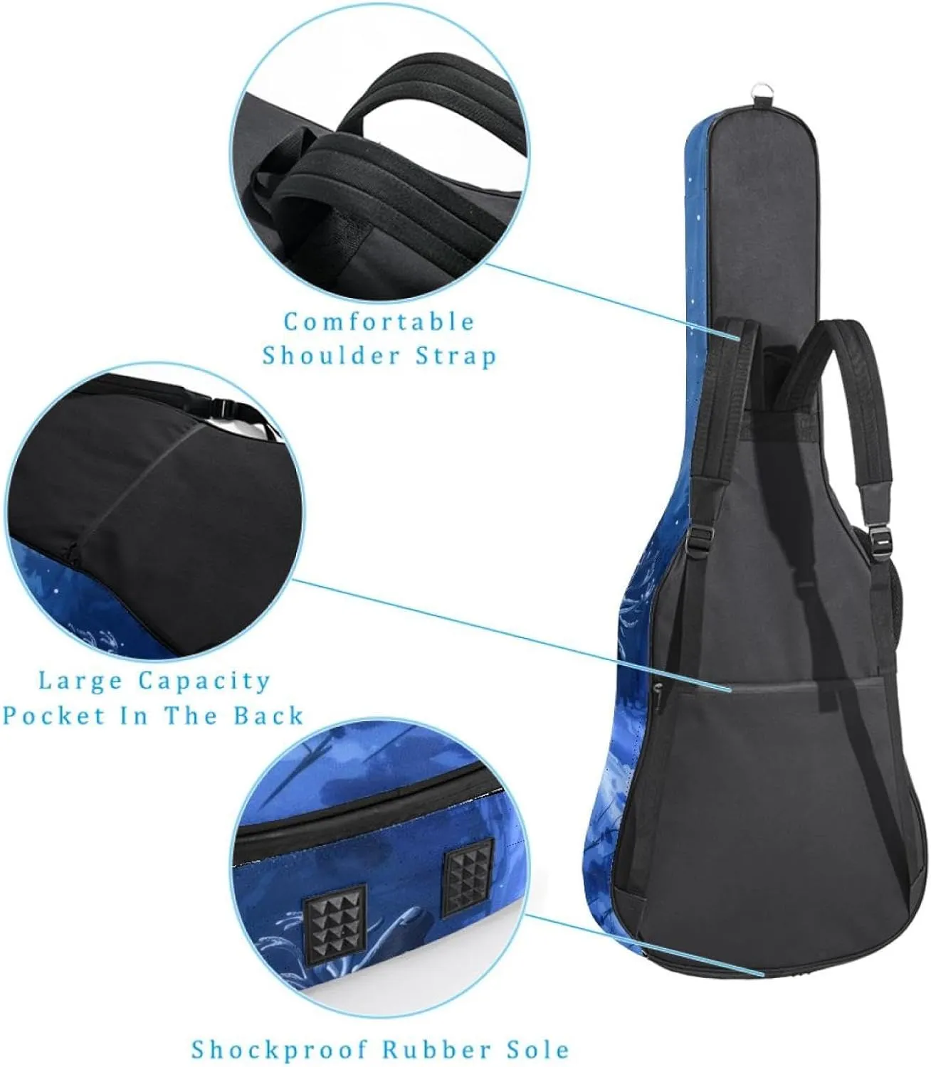 Caribou Tree Forest Night Acoustic Guitar Bag, Guitar Case Gig Bag 40 41 42 inch with Dual Adjustable Shoulder Strap and Back Hanger Loop