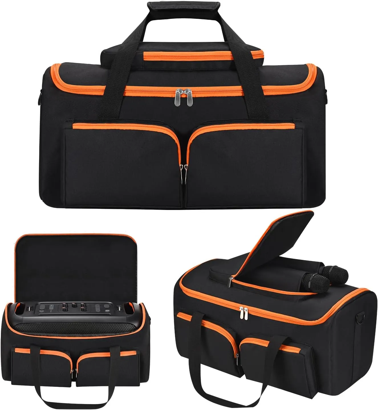 Carrying Case for JBL PartyBox On The Go Speaker, Travel Storage Bag Compatible with JBL PartyBox On-The-Go Essential Protable Party Speaker Case, CaseOnly, No Shoulder Strap (Black   Orange)