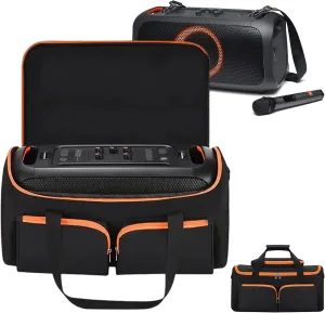 Carrying Case for JBL PartyBox On The Go Speaker, Travel Storage Bag Compatible with JBL PartyBox On-The-Go Essential Protable Party Speaker Case, CaseOnly, No Shoulder Strap (Black   Orange)