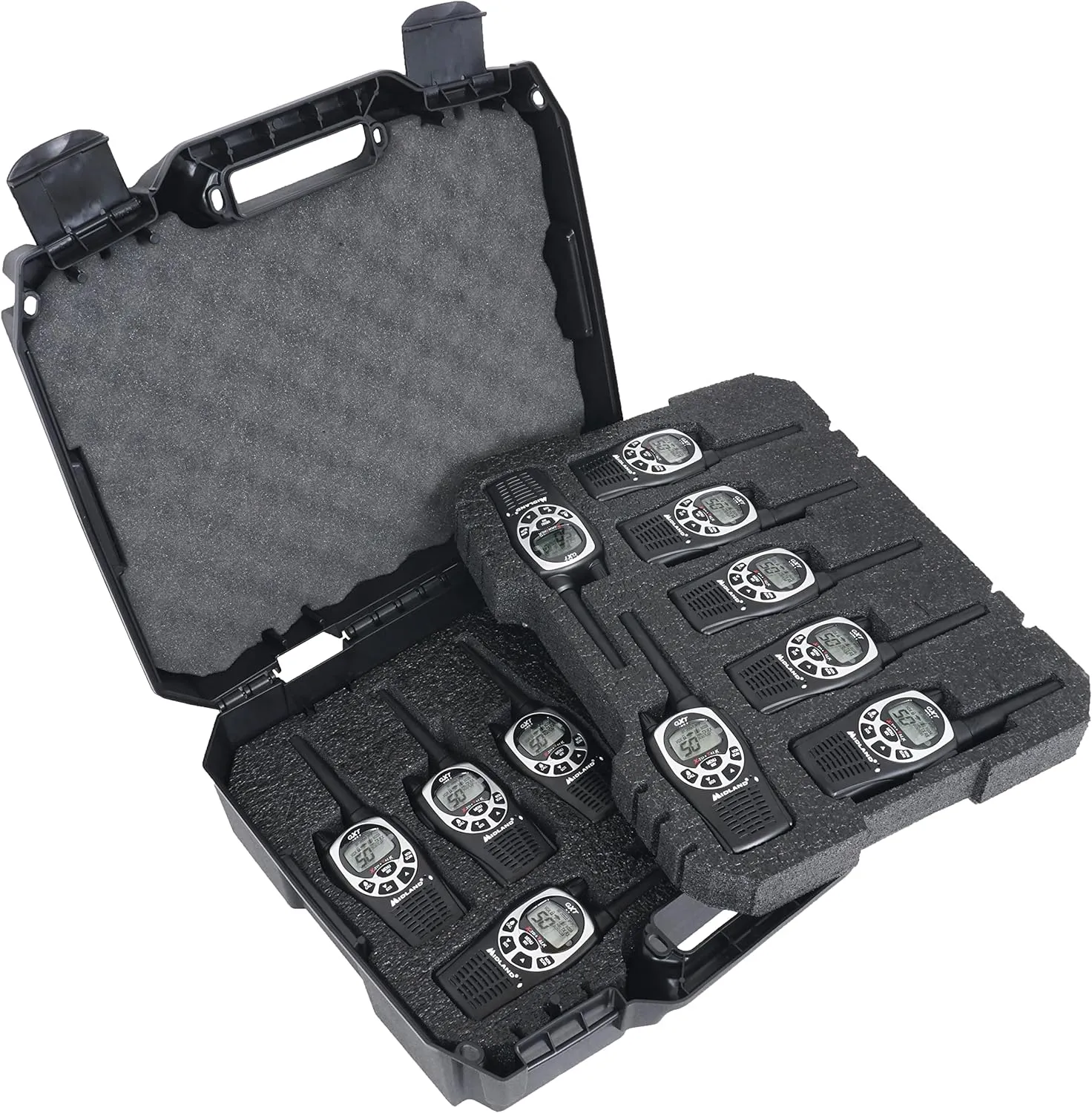 Case Club Travel Case - Fits 14 Midland GXT 1000 GMRS Radios or a Combination of Two-Way Radios and Chargers - Rugged Hard-Sided Walkie Talkie Carry & Storage Case for Your Midland Handheld Radios