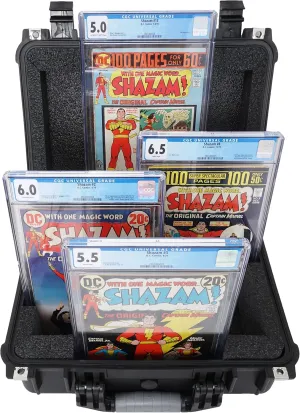 Case Club Waterproof Graded Comic Book Slab Carry Case - Holds Up to 10 Graded Comics -Fits CGC CBCS PGX EGS- In a Rugged, Lockable, Travel & Storage Collector Case - Can Vertically Display 4 Comics!