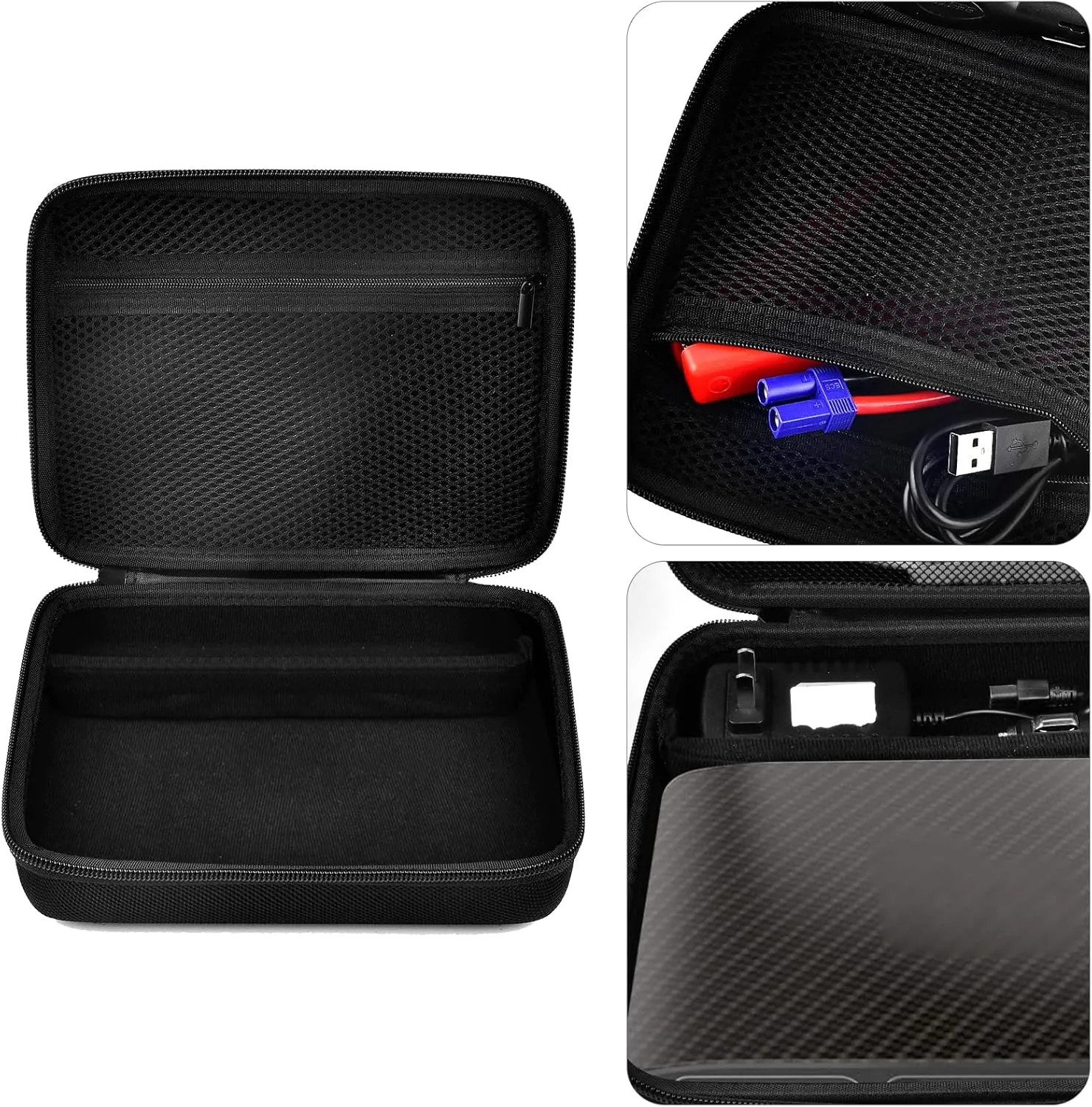 Case Compatible with Halo Bolt Air 58830 Mwh/for ACDC Max 55500 mWh/for Air  Portable Emergency Power Kit with Dividers, Jump Starter Storage Holder Bag for AC Inverter and Accessories-Black
