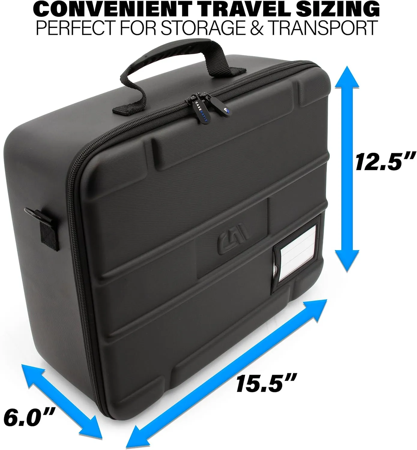 CASEMATIX Miniature Carrying Case - Fully Customizable Miniature Storage Case with Two Pluck Foam Foam Trays For Minis, Adjustable Shoulder Strap, ID Card Holder and More!
