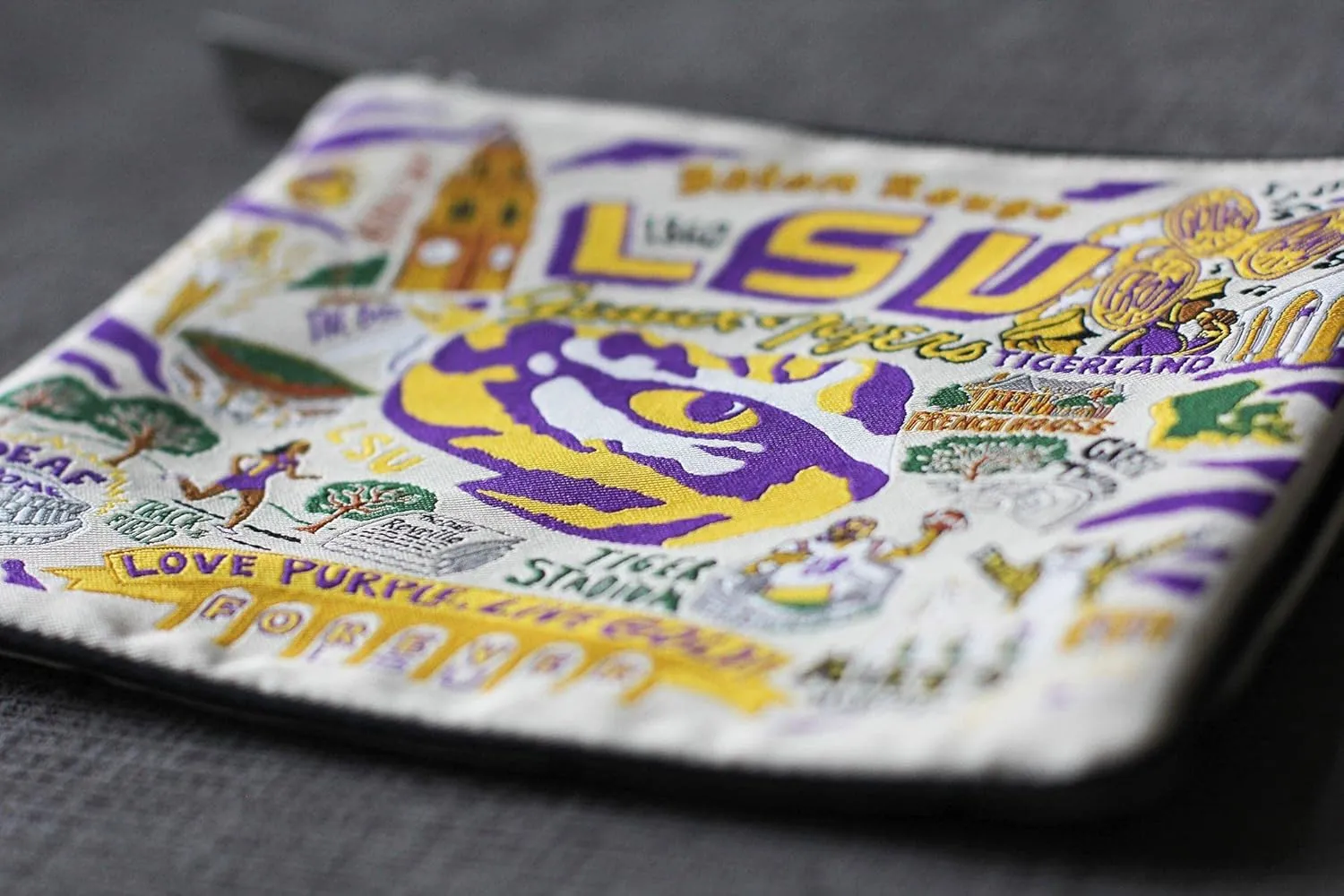Catstudio Collegiate Zipper Pouch, Louisiana State University Travel Toiletry Bag, Ideal Gift for Alumni, Makeup Bag, Dog Treat Pouch, or Travel Purse