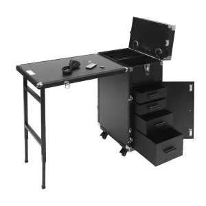 Cbhfmljd Nail Desk Mobile Station Rolling Makeup Train Case, Foldable Nail Table Manicure Table With Speaker Travel Nail Desk Portable Nail Table Travel Cosmetic Trolley Storage Organizer