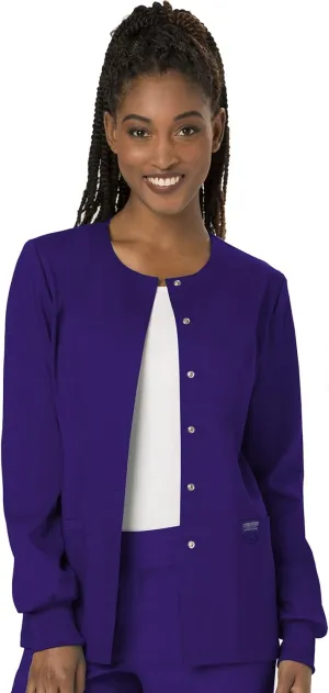 Cherokee Scrub Jackets For Woman, Snap Front with 3 Pockets & 2 way Stretch - WW310
