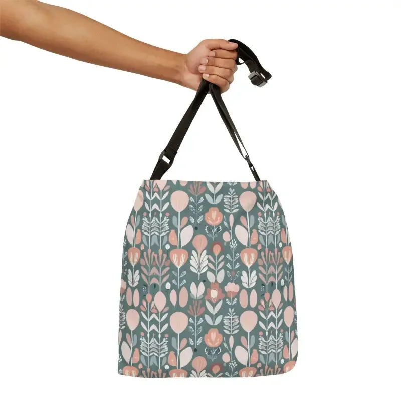 Chic Floral Tote Bag with Zipper and Adjustable Straps
