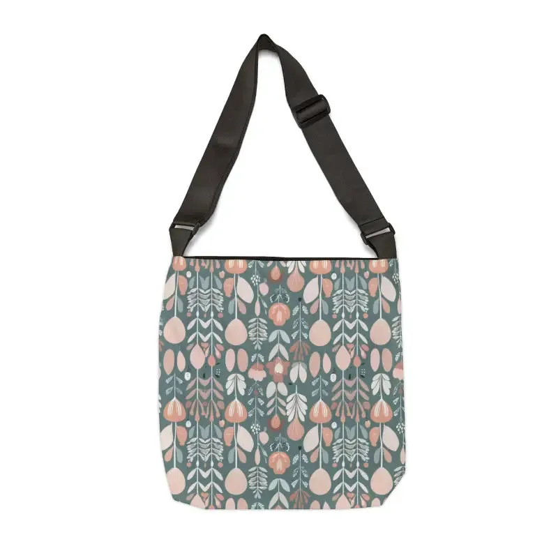 Chic Floral Tote Bag with Zipper and Adjustable Straps