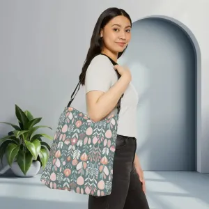 Chic Floral Tote Bag with Zipper and Adjustable Straps
