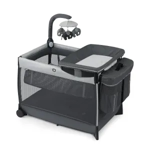 Chicco Lullaby® Zip All-in-One Portable Playard, Infant Bassinet and Changer, Electronic Toy Bar, Toddler Playard, Travel Friendly | Driftwood/Grey