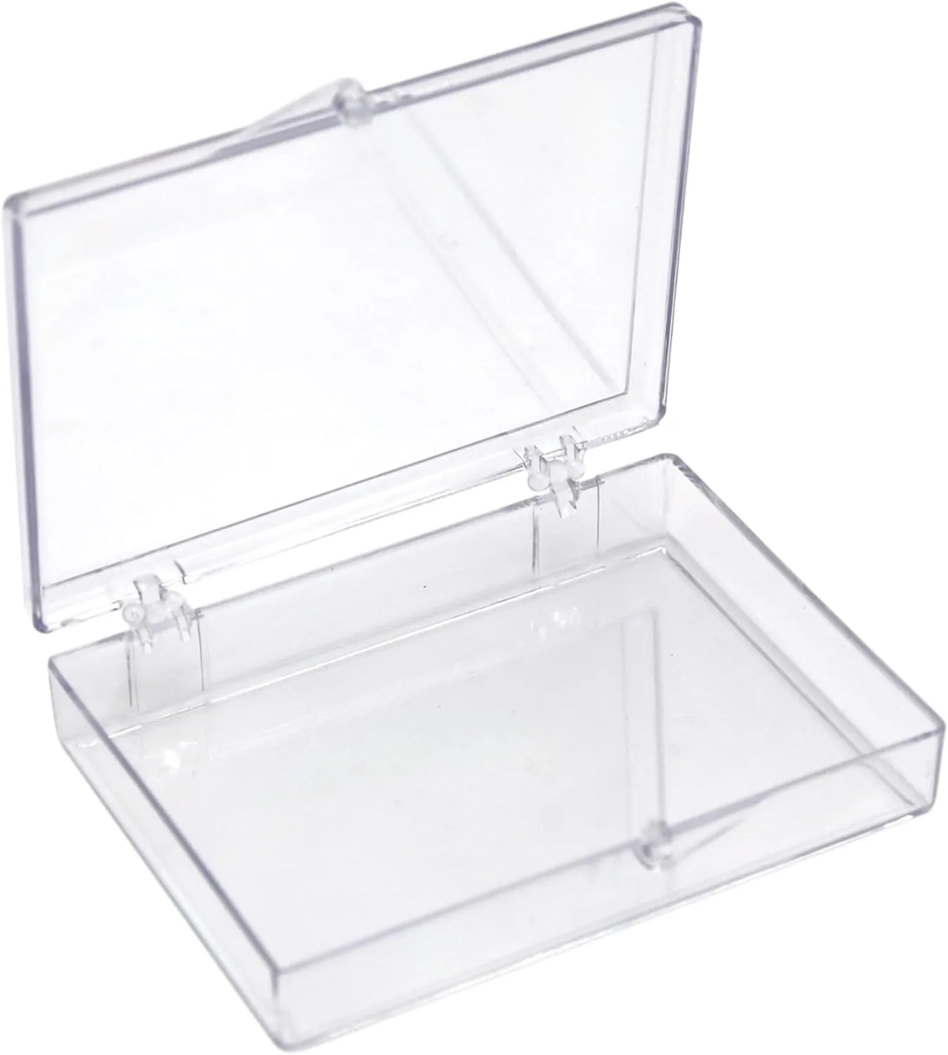 Clear Hard Plastic Hinged Lid Box, Trading Card Storage Box and Display Case for Collectibles, 3 1/2" L x 2 9/16" W x 5/8" H, 10 Boxes, Made in USA