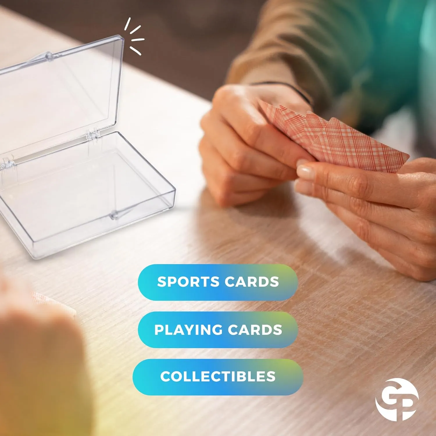 Clear Hard Plastic Hinged Lid Box, Trading Card Storage Box and Display Case for Collectibles, 3 1/2" L x 2 9/16" W x 5/8" H, 10 Boxes, Made in USA