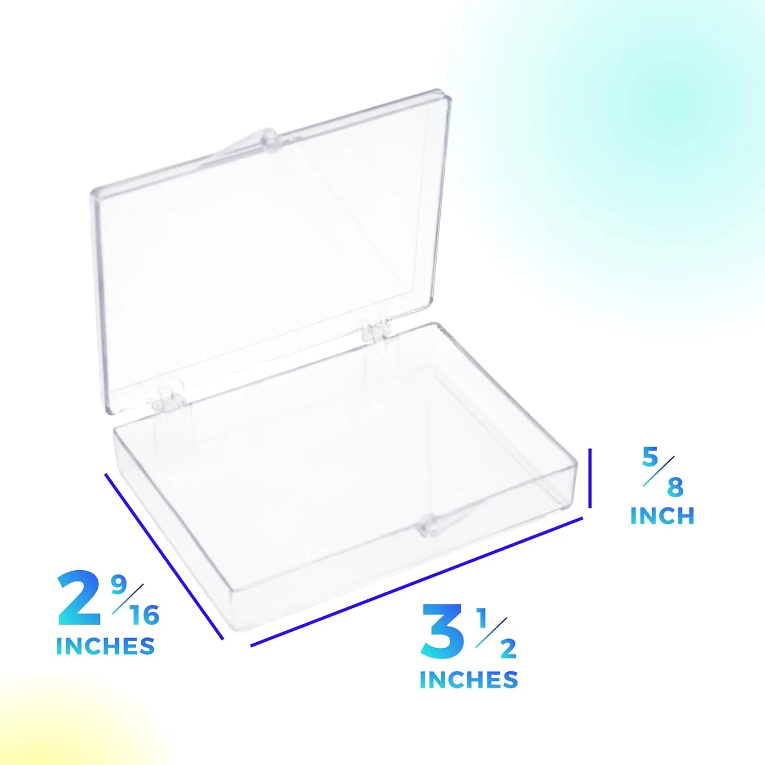 Clear Hard Plastic Hinged Lid Box, Trading Card Storage Box and Display Case for Collectibles, 3 1/2" L x 2 9/16" W x 5/8" H, 10 Boxes, Made in USA
