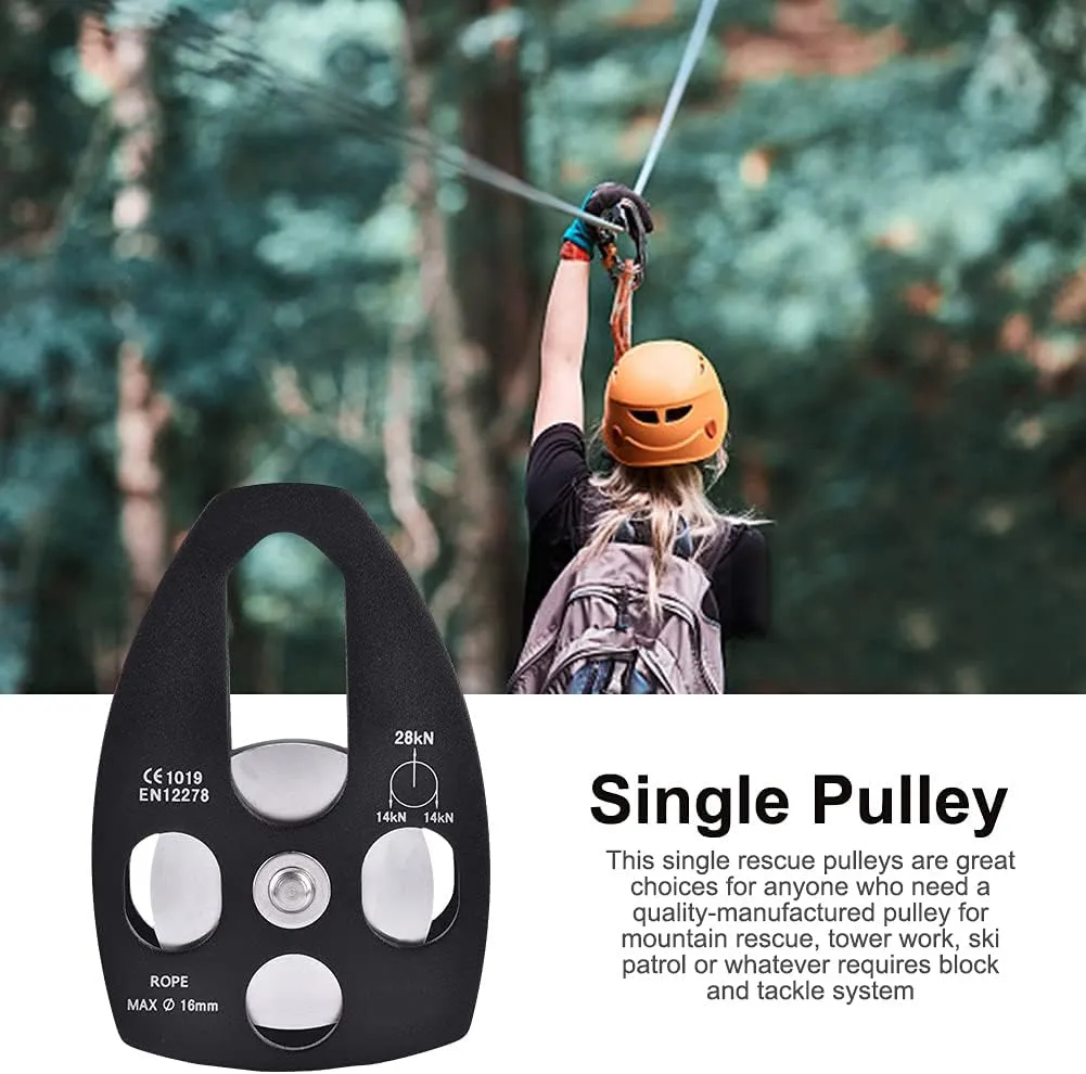 Climbing Ascender, KN Rescue Pulley Single Sheave with Swing Plate Safety Equipment for Outdoors Rock Climbing Mountaineering