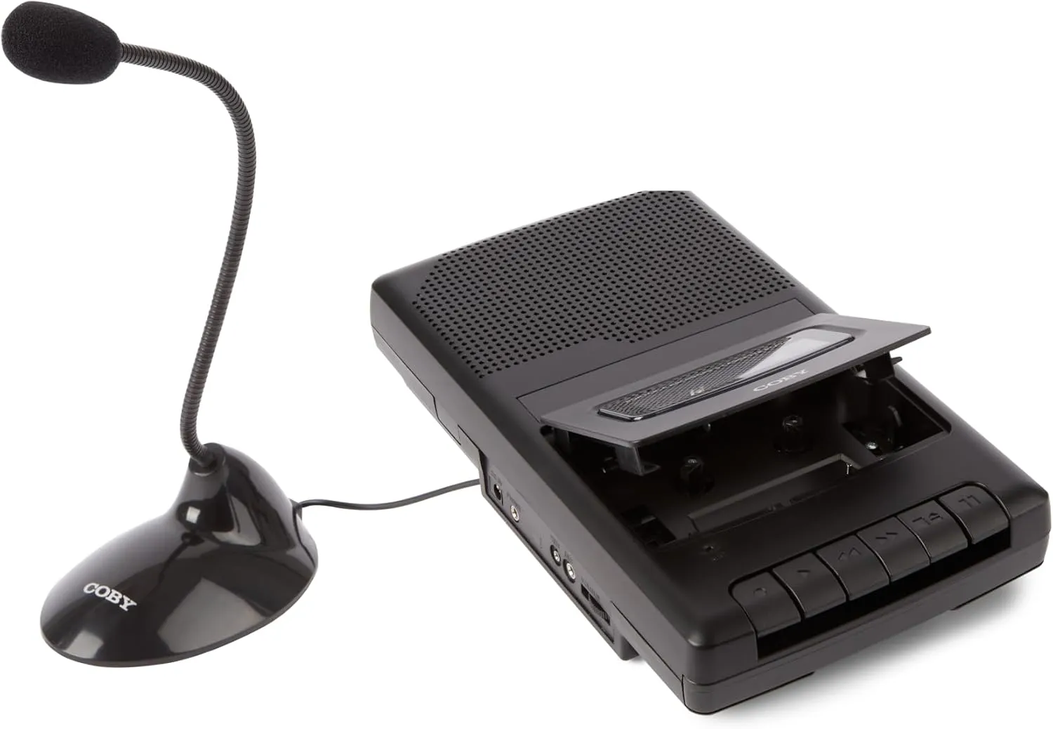 Coby Portable Cassette Player & Tape Cassette Recorder with Built-in Microphone & One-Touch Recording with Automatic Stop, External Boom Mic (CVR42BK)