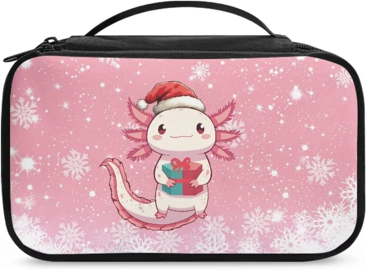 COEQINE Axolotl Makeup Bag Organizer Large Capacity Travel Toiletry Bag For Women Travel Portable Handing Organizer for Shampoo Conditiner Brushes Set Makup Accessories Chridtmas